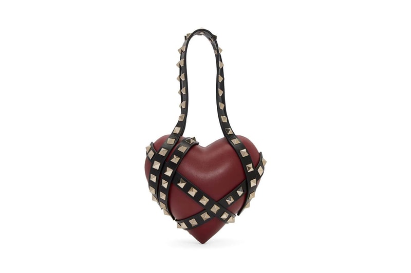 Valentino Garavani Heart Cage Rockstud Minaudiere Clutch Pink Red