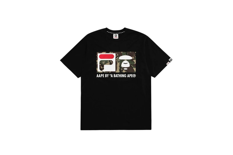 AAPE by A Bathing Ape FILA Spring Summer 2018 Short Sleeve Shirt Black