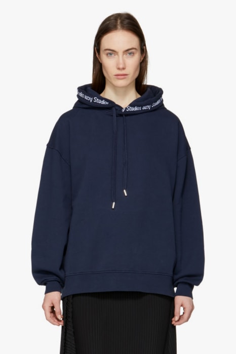 Acne Studios Yala As Rib Logo Hoodie Midnight Blue SSENSE
