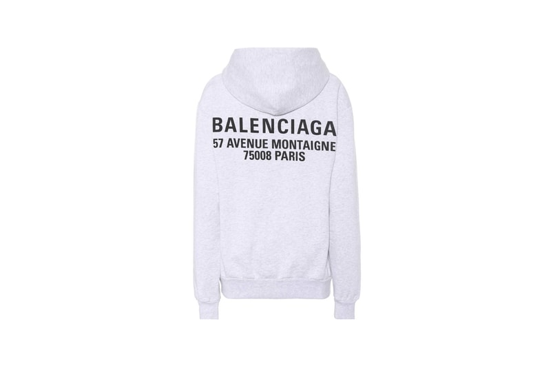 Balenciaga Logo Printed Cotton Hoodie Light Heather Grey Rainbow