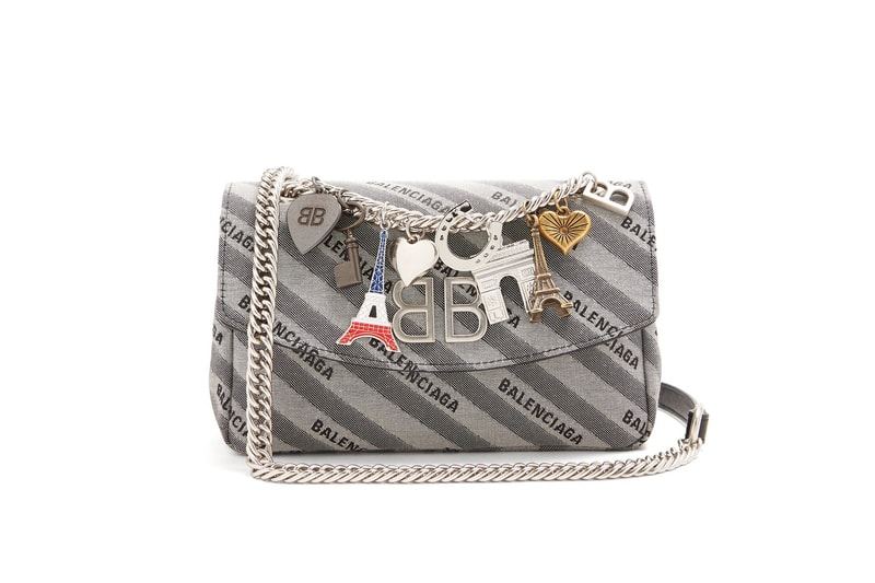 Balenciaga Paris Charm Souvenir Handbag Cross Body Strap Brown Grey Silver Eiffel Tower Spring Summer 2018