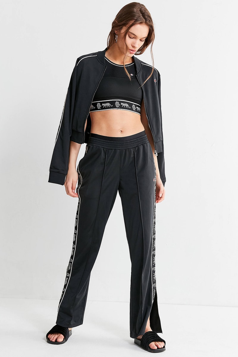 HVN x Champion Graphic Leopard Black Crop Top Sporty Cropped Bra Logo Urban Outfitters