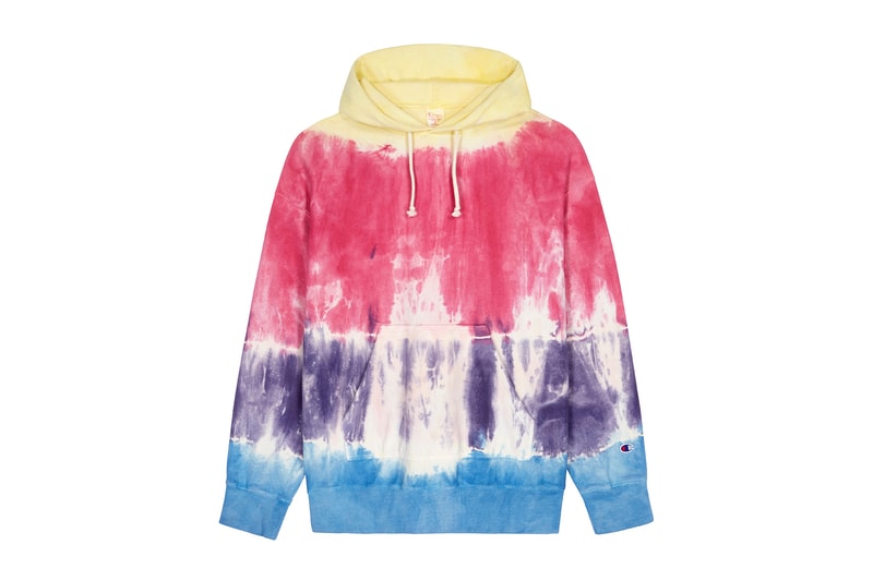Champion Tie-Dye Orange Hoodies reverse weave multicolored script logo hoodie sweatshirt where to buy womens mens unisex