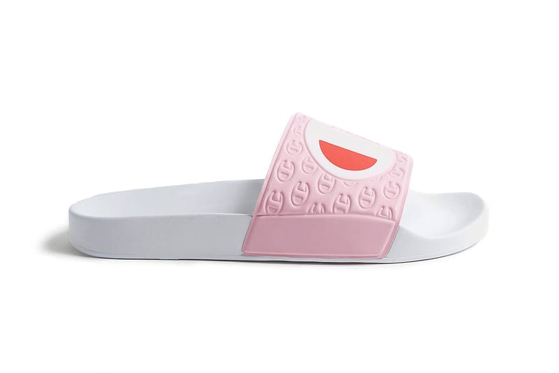 Champion's Millennial Pink Logo Slides Are the Only Summer Footwear You Need