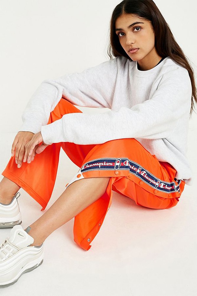 Champion '90s Orange Logo Tearaway Track pants popper retro summer womens where to buy Urban Outfitters