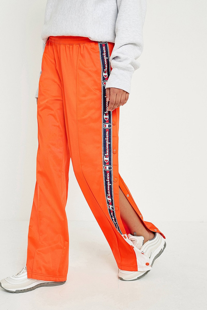 Champion '90s Orange Logo Tearaway Track pants popper retro summer womens where to buy Urban Outfitters