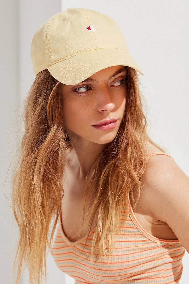 Champion Urban Outfitters Washed Twill Baseball Hat Cap Yellow Logo