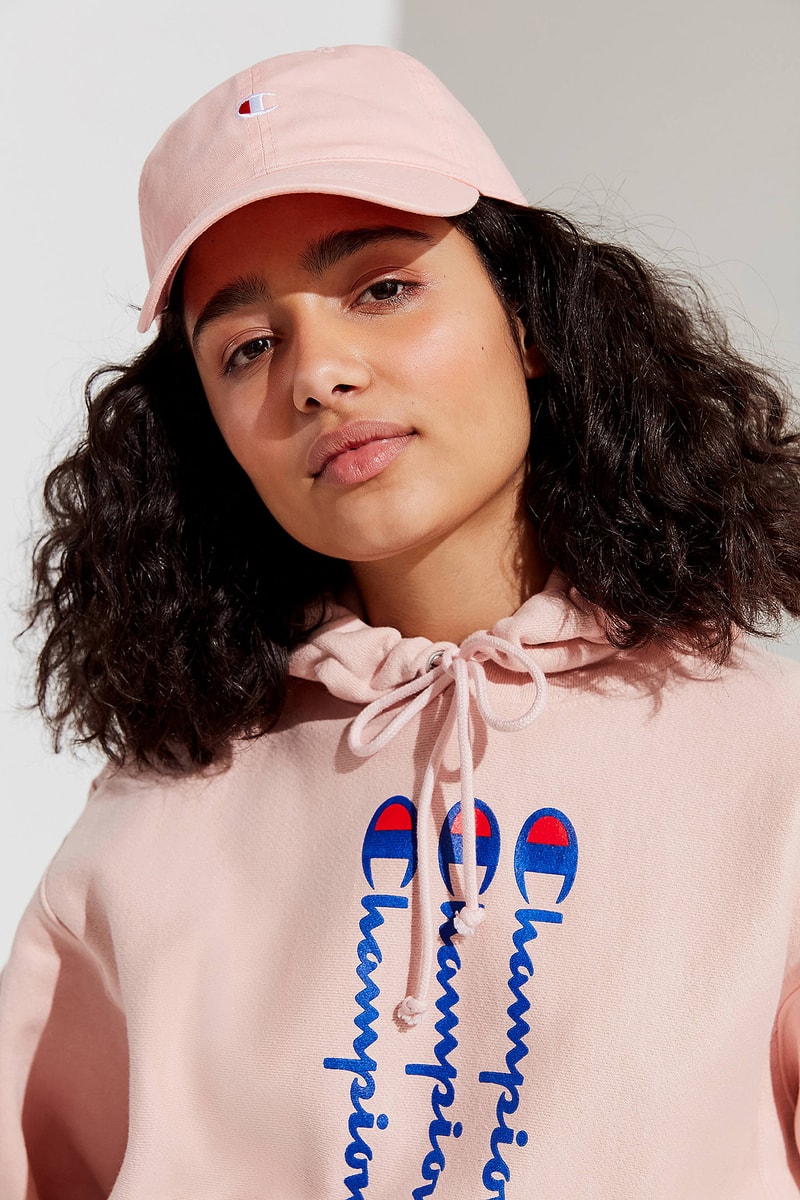 Champion Urban Outfitters Washed Twill Baseball Hat Cap Pink Logo
