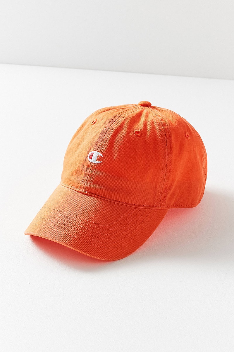 Champion Urban Outfitters Washed Twill Baseball Hat Cap Orange Logo