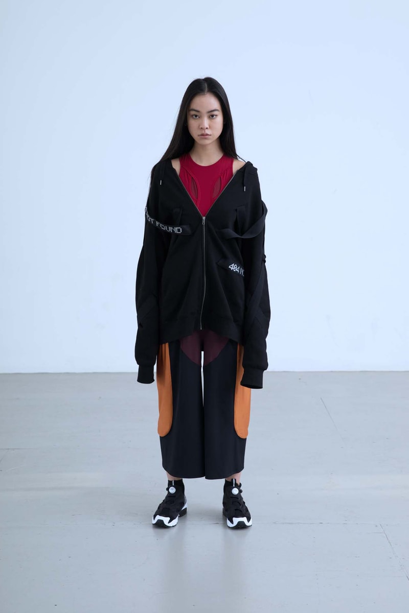 Charli Cohen Fall/Winter 2018 Collection Lookbook Bomber Jacket Shirt Pants Black Burgundy Orange
