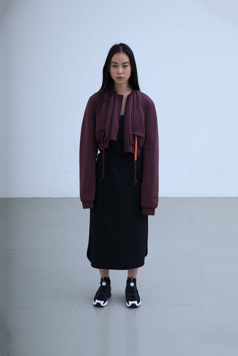 Charli Cohen Fall/Winter 2018 Collection Lookbook Bomber Jacket Dress Burgundy Black