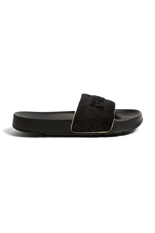 FILA Drifter Velour Logo Slide Black