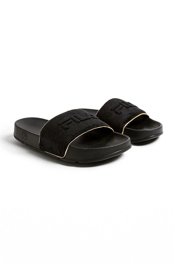 FILA Drifter Velour Logo Slide Black