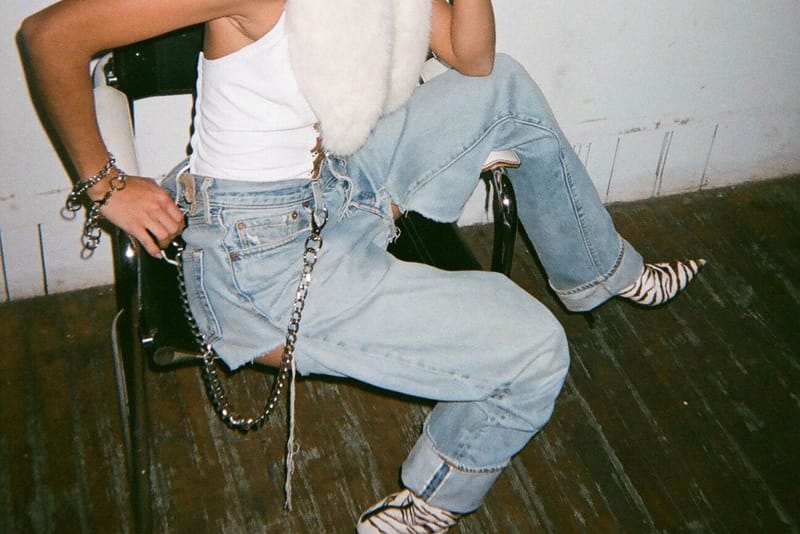 wearing a chain on jeans