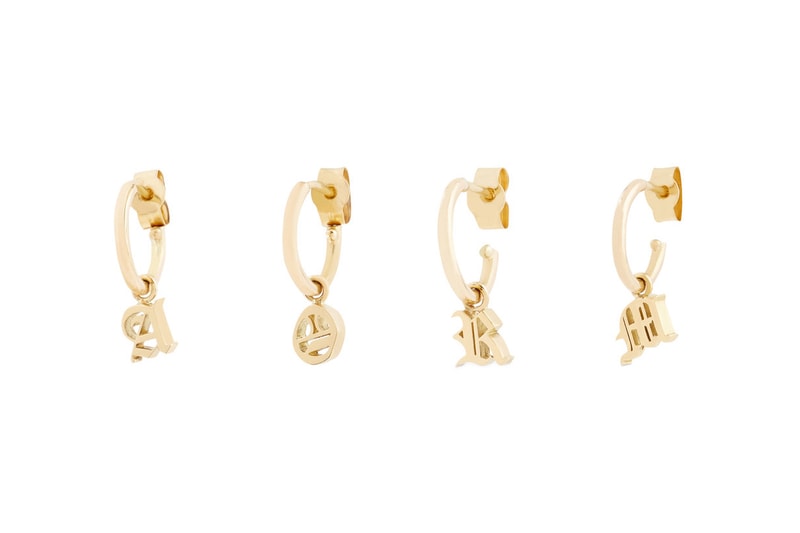 Isabella Townsley Initial Hoop Earrings Gold "A" "O" "R" "M"