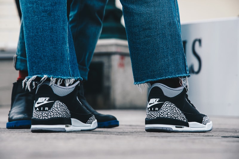 Streetsnaps Moscow Fashion Week 2018 Air Jordan Cement 3 Black Blue