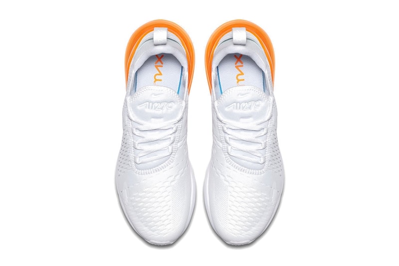 Nike Air Max 270 Hot Punch Total Orange see through transparent heel white mesh mens women's unisex where to buy