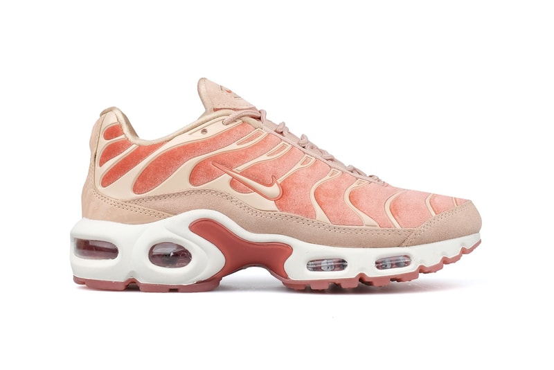 Nike Air Max Plus LX Dusty Peach Velvet pastel lux tn tuned retro 90s womens sneakers where to buy bodega