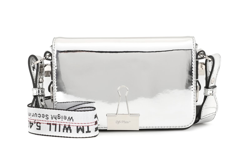 Off-White™ Silver Mirror Mini Binder Clip Bag Virgil Abloh Reflective Shiny Handbag Where to Buy Off White mytheresa.com