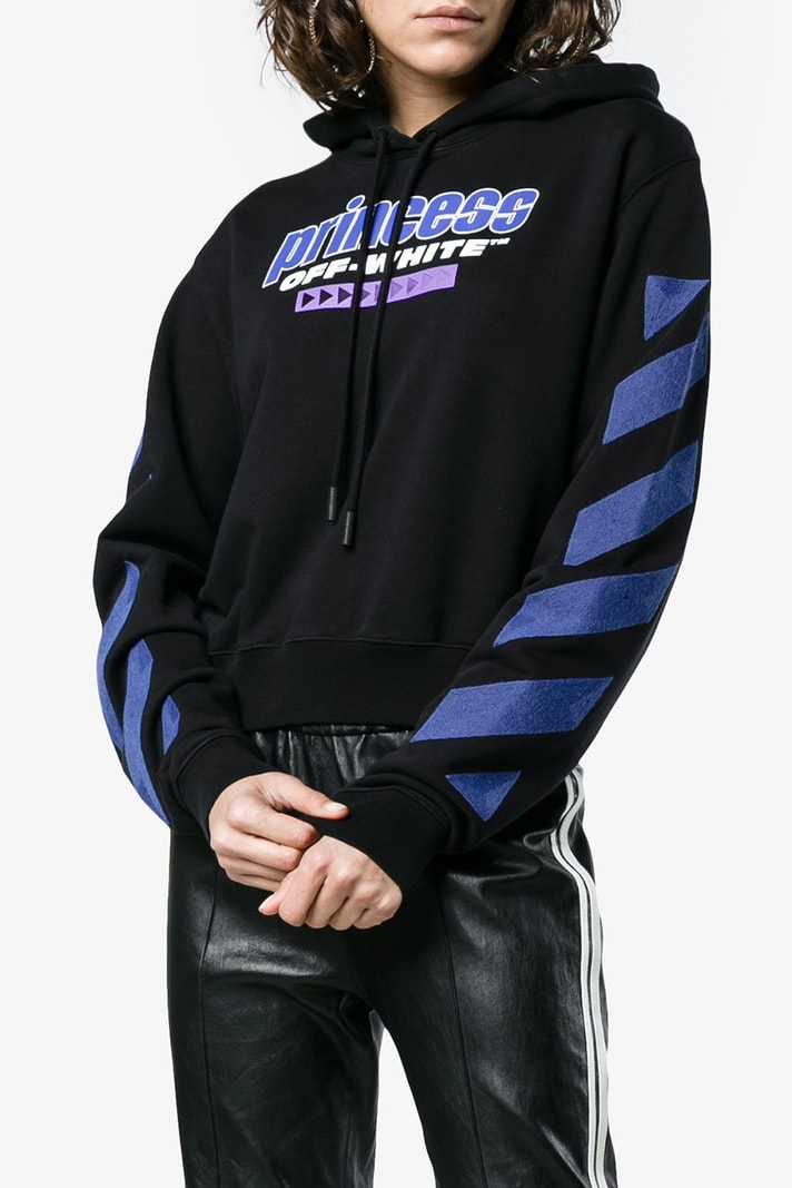 Off-White™ off-white virgil abloh Cropped Princess Logo Hoodie black graphic Diana Browns where to buy brownsfashion.com