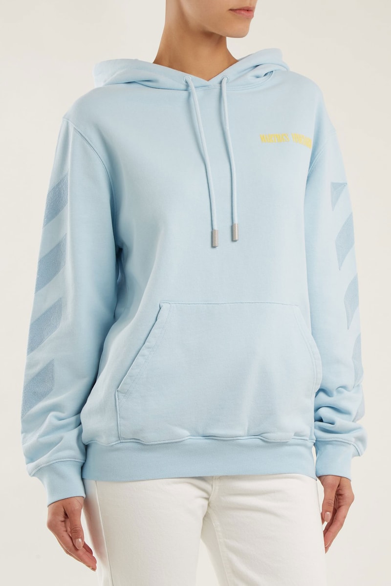 Off White WOMAN Hoodie Hooded Sweatshirt Light Blue Yellow
