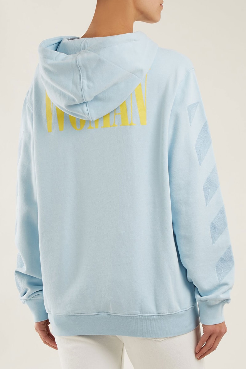 Off White WOMAN Hoodie Hooded Sweatshirt Light Blue Yellow