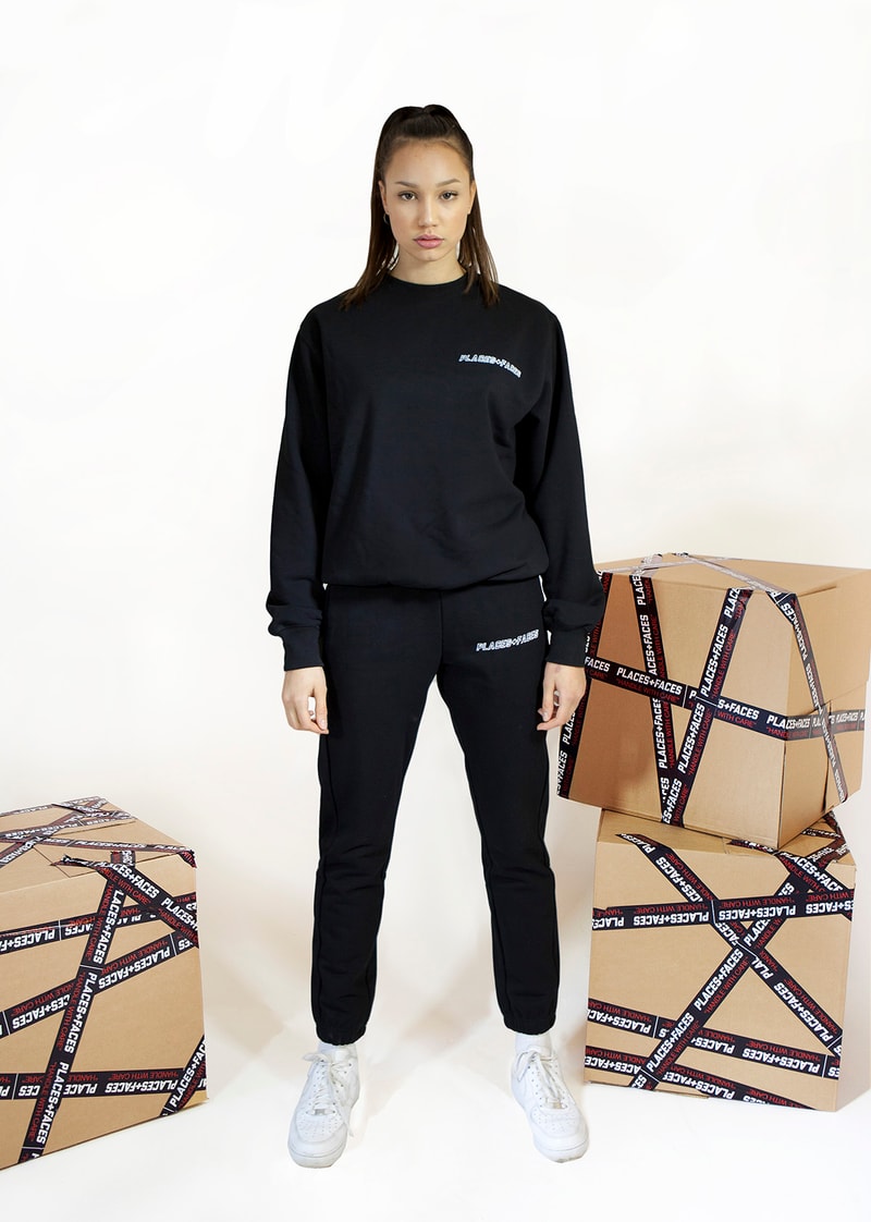 Places+Faces Spring/Summer 2018 Lookbook Crewneck Sweater Joggers Black