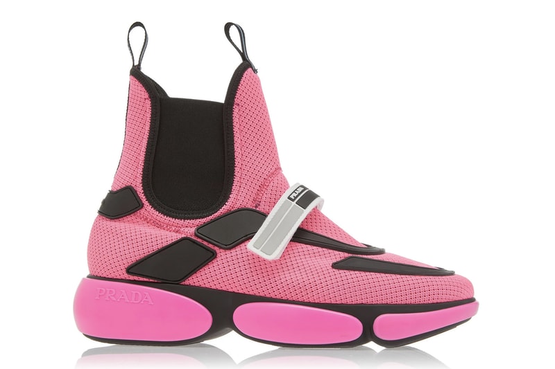 Prada Allacciate Tronchetti Sneakers Trainers Boots Neon Pink Green Orange Black White Sneakerboot Futuristic Fall/Winter 2018 Pre Order Where to Buy Moda Operandi