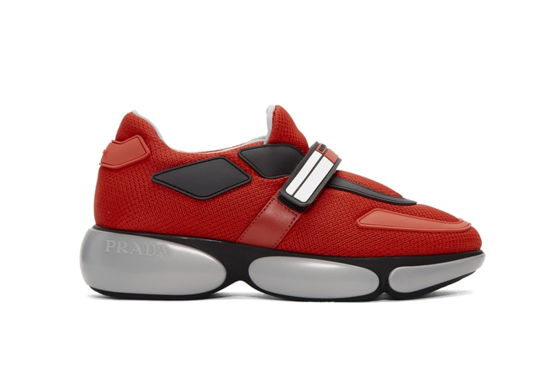 Prada Cloudbust Sneaker in Black and Red Grey Colorway Instagram Shoe Streetwear Street Style Miuccia Prada