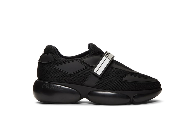 Prada Cloudbust Sneaker in Black Mesh Chunky Footwear Shoe Strap Miuccia Prada