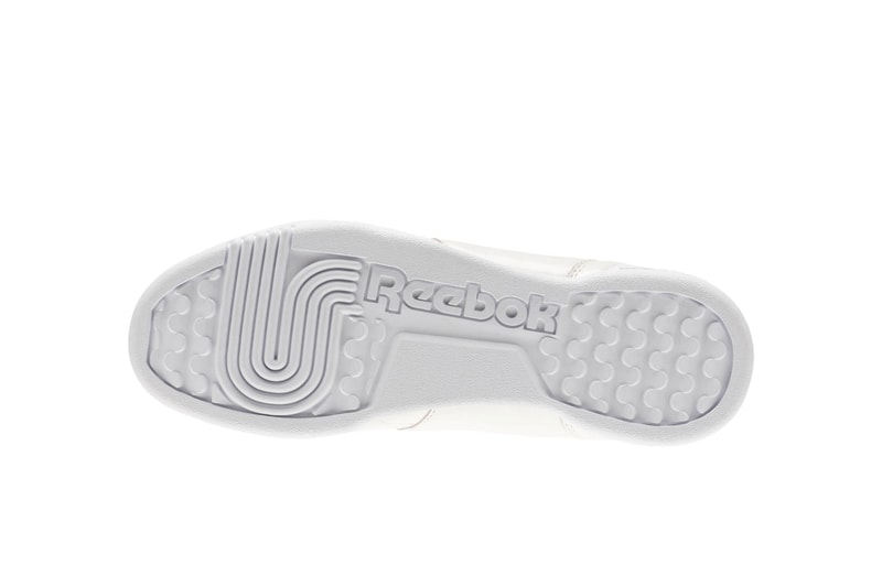 Reebok Workout Plus in "Pale Pink/White" Sneaker Shoe Iridescent Pearl Shine Classic Silhouette