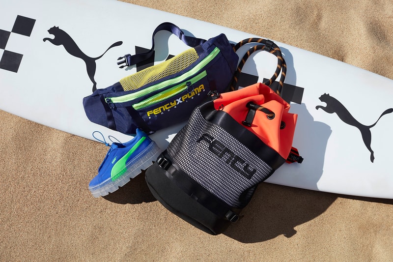 Fenty puma rihanna spring summer 2018 ss19 campaign slick woods scuba surf motosports cleated creeper neon fanny pack bum bag rucksack sneakerboots