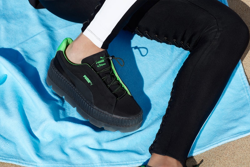 Fenty puma rihanna spring summer 2018 ss19 campaign slick woods scuba surf motosports cleated creeper neon fanny pack bum bag rucksack sneakerboots