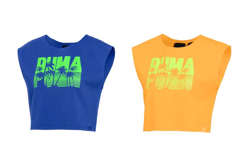 Rihanna Fenty PUMA Spring Summer 2018 Short Sleeve Crop Top Dazzling Blue Orange Pop