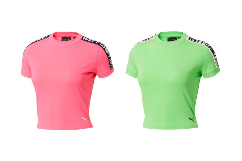 Rihanna Fenty PUMA Spring Summer 2018 Short Sleeve Cropped T-Shirt Green Gecko Knockout Pink