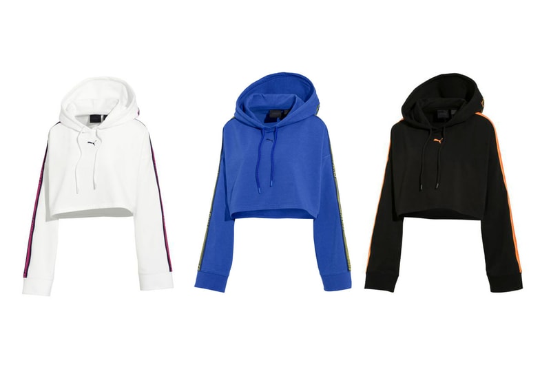 Rihanna Fenty PUMA Spring Summer 2018 Long Sleeve Cropped Hoodie Black Blue White