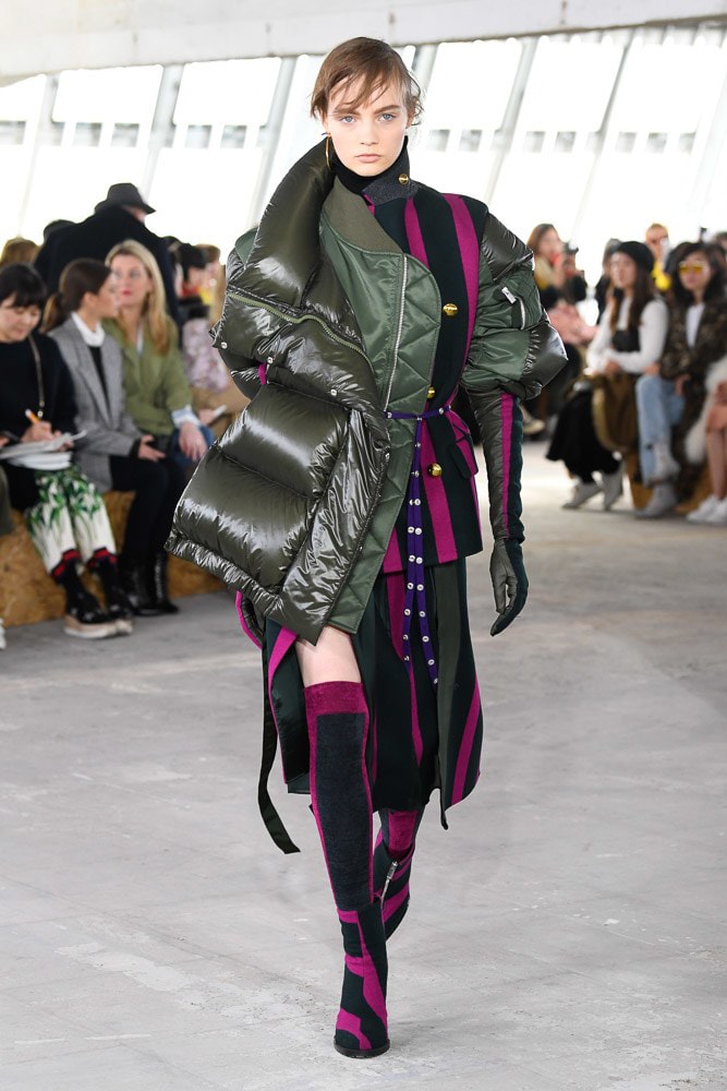 Sacai Fall Winter 2018 Paris Fashion Week Show Collection Puffer Coat Green