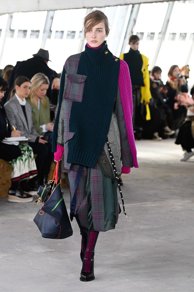 Sacai Fall Winter 2018 Paris Fashion Week Show Collection Sweater Skirt Plaid