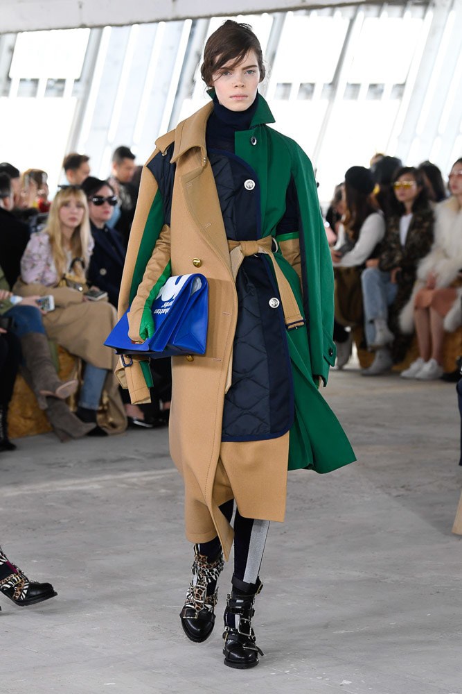 Sacai Fall Winter 2018 Paris Fashion Week Show Collection Jacket Tan Green