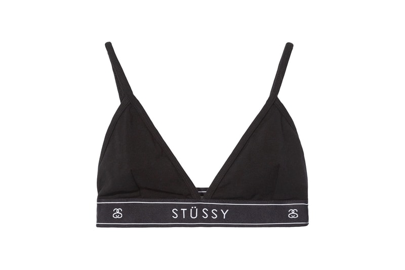 Stussy Monochrome Logo Triangle Bra Top Black White Cotton Elastic Bust women's where to buy naked copenhagen