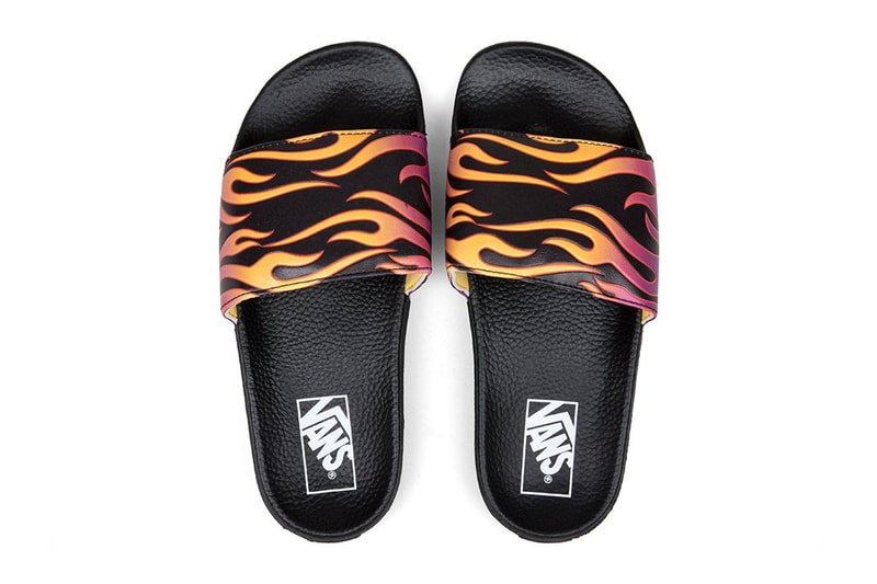 Vans Women's Graphic Flame Slides pool slip-on summer footwear fire blaze orange purple off the wall where to buy feature