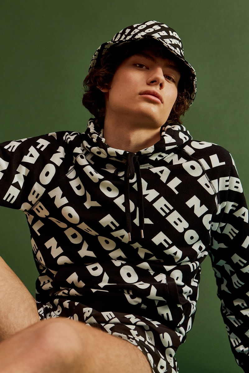wood wood mid season drop spring summer hoodies tees bucket hats long sleeves all over print words text