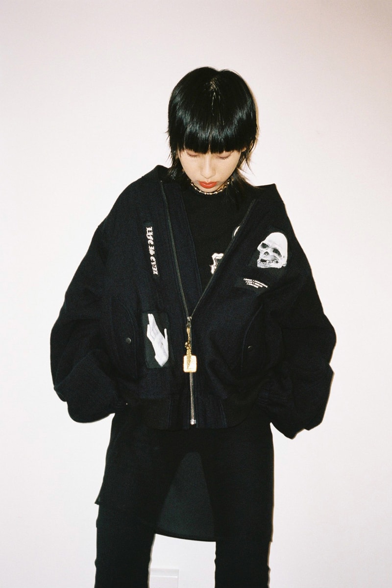 017 Hyein Seo Spring/Summer 2018 Collection Editorial Patchwork Bomber Jacket Black