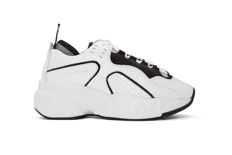 acne studios ssense exclusive manhattan shoes leather mesh chunky sneakers navy white