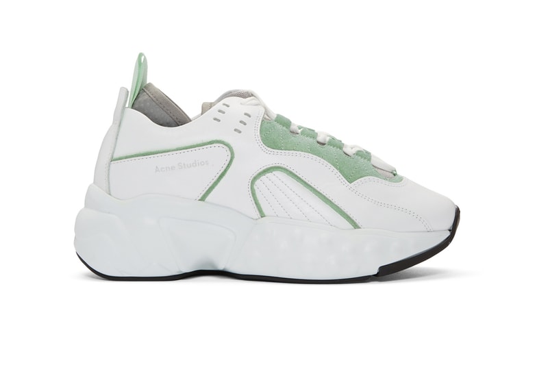 acne studios ssense exclusive manhattan shoes leather mesh chunky sneakers mint green white
