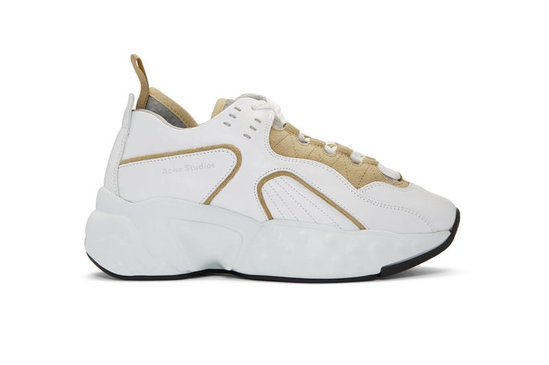 acne studios ssense exclusive manhattan shoes leather mesh chunky sneakers beige white
