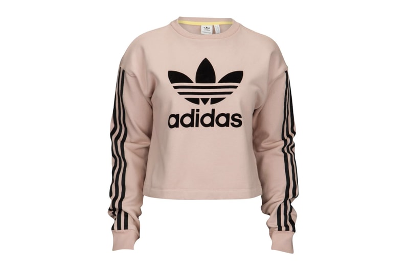 adidas Originals Ash Pearl Dusky Pastel Pink Cropped Logo Sweatshirt Trefoil Three Stripe Women's Where to Buy Lady Foot Locker
