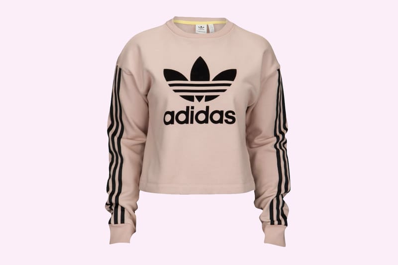 Embrace Logo-Mania With adidas Originals' Dusky Pink Cropped Sweatshirt