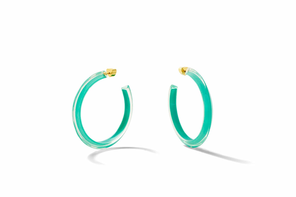 Emily Ratajkovski Alison Lou Jewelry Campaign Lucite Hoop Earrings Size 90s Lookbook Jewelry