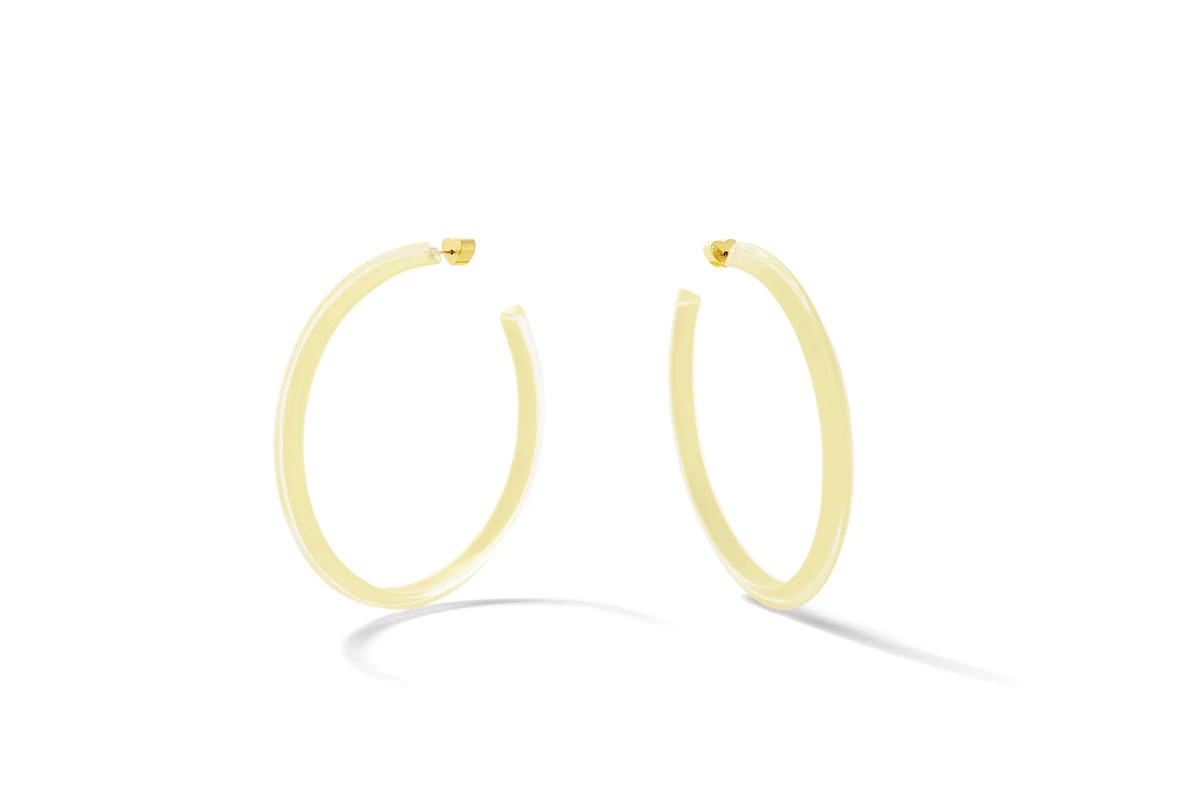 Emily Ratajkovski Alison Lou Jewelry Campaign Lucite Hoop Earrings Size 90s Lookbook Jewelry